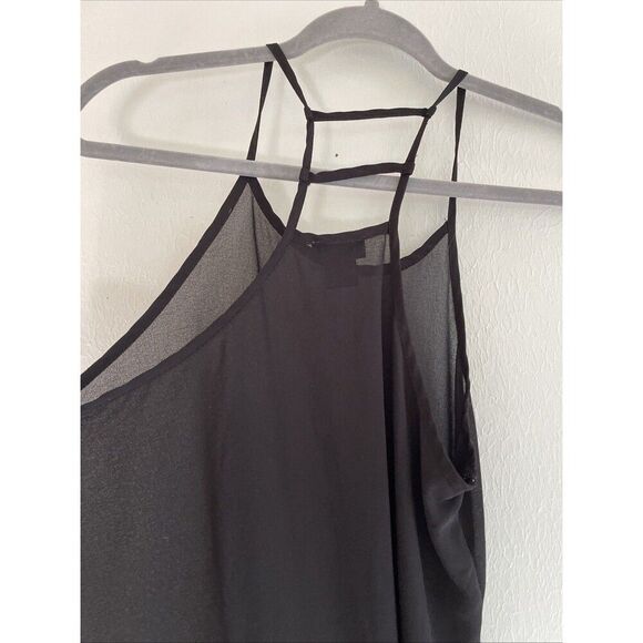 Vintage Y2K Wet Seal Sheer Black Slip Dress Nightie Spaghetti Strap Side Slits M - Picture 7 of 7